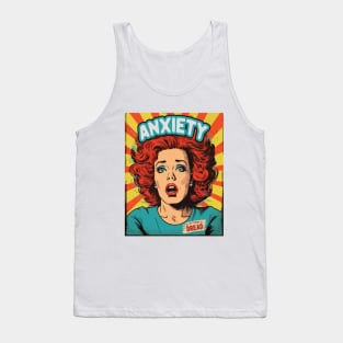 Anxiety. "Hi, my name is Dread". Retro comic book style. Tank Top
